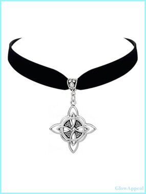 Witch Knot Velvet Choker Gothic Celtic Trinity Necklace for Women